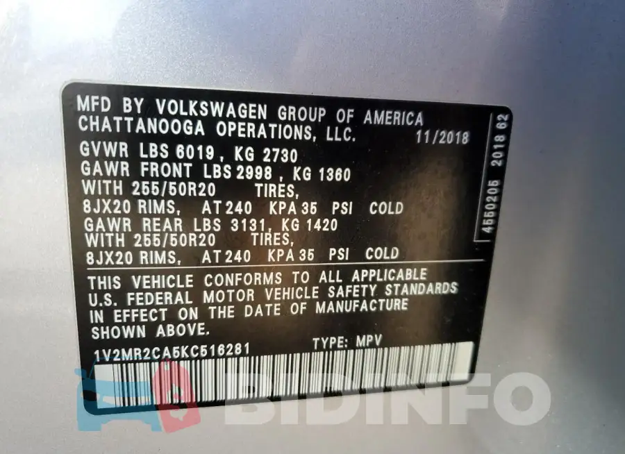 1V2MR2CA5KC516281 Photo# 14