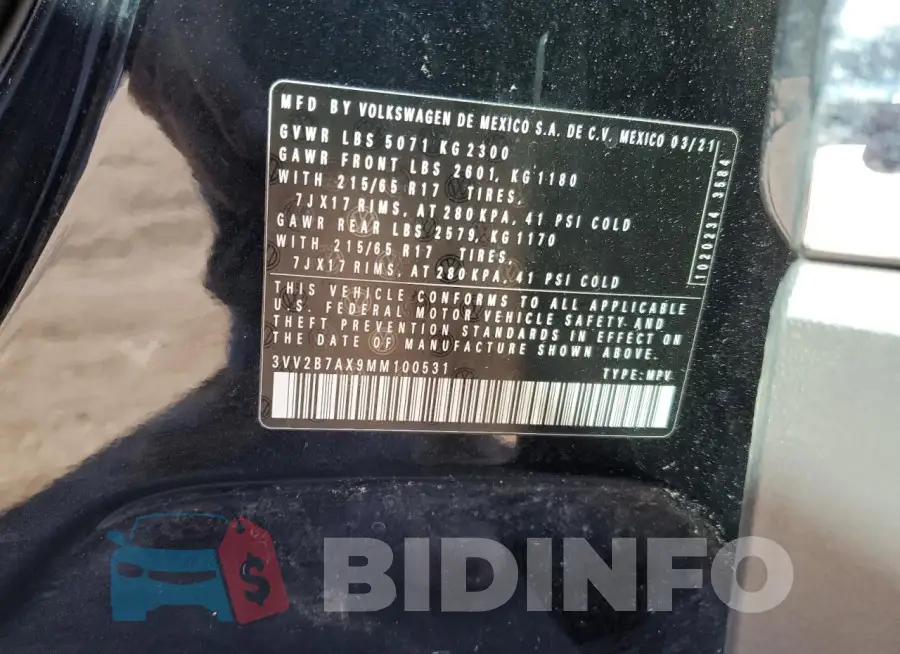 3VV2B7AX9MM100531 Photo# 13