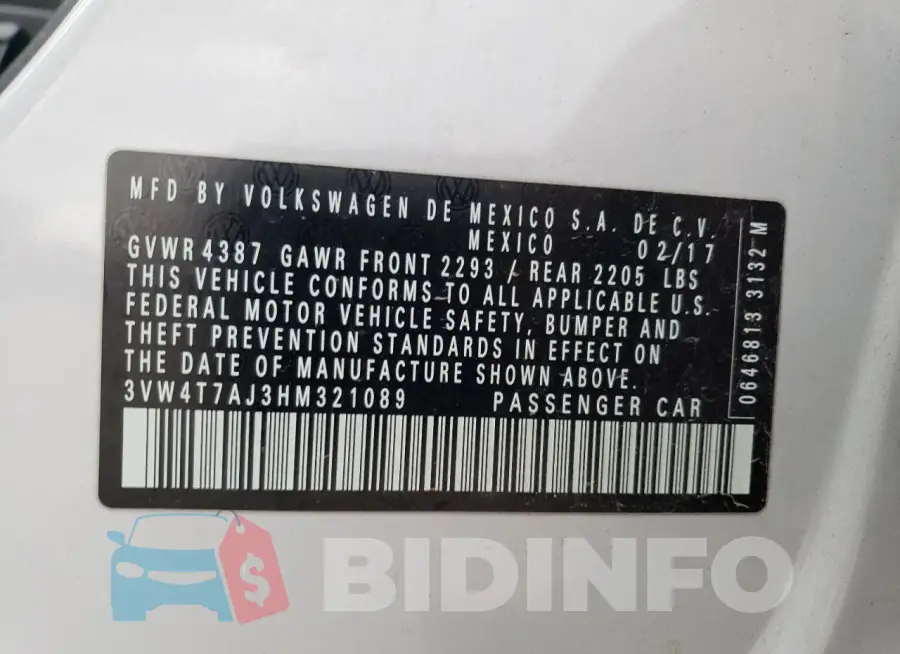 3VW4T7AJ3HM321089 Photo# 12