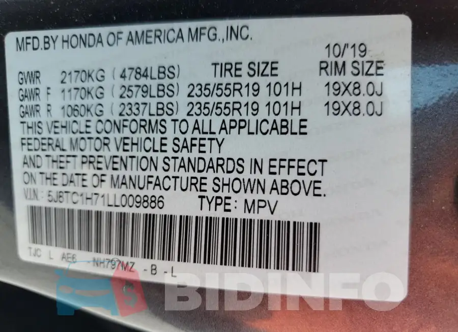 5J8TC1H71LL009886 Photo# 13