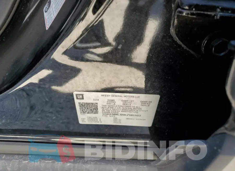 1GKKNMLS5KZ181503 Photo# 12