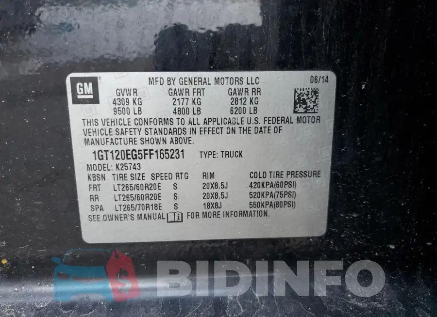 1GT120EG5FF165231 Photo# 12