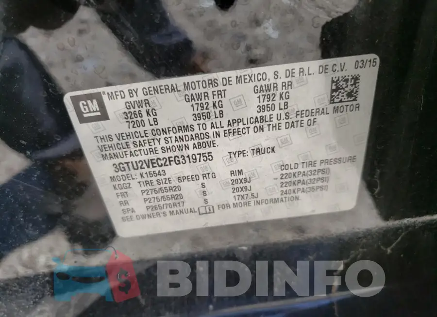 3GTU2VEC2FG319755 Photo# 13