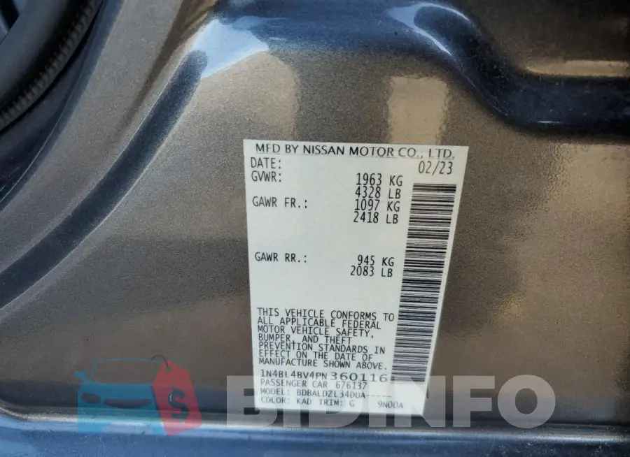 1N4BL4BV4PN360116 Photo# 12