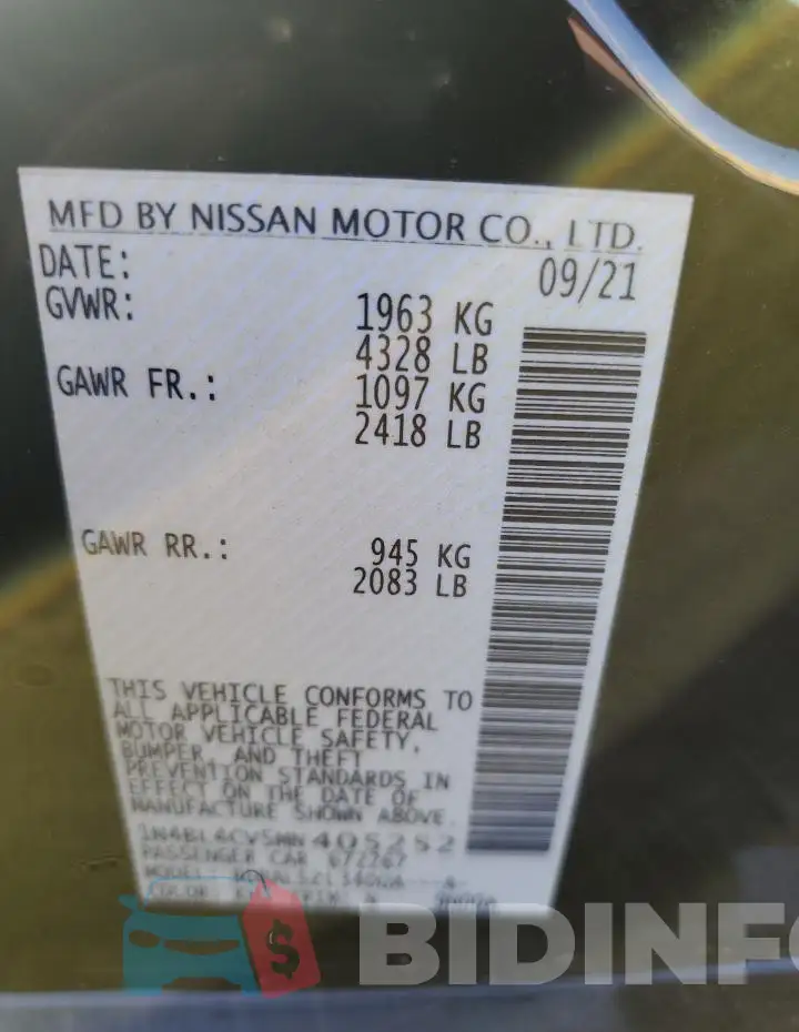 1N4BL4CV5MN405252 Photo# 12