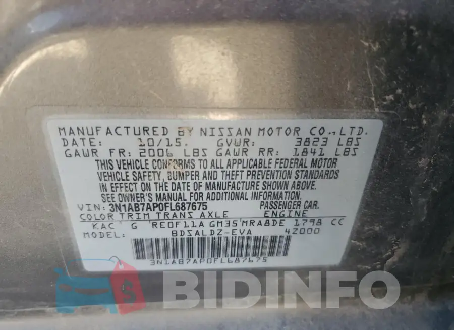 3N1AB7AP0FL687675 Photo# 12