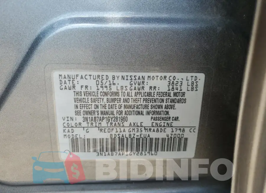 3N1AB7AP1GY281960 Photo# 12