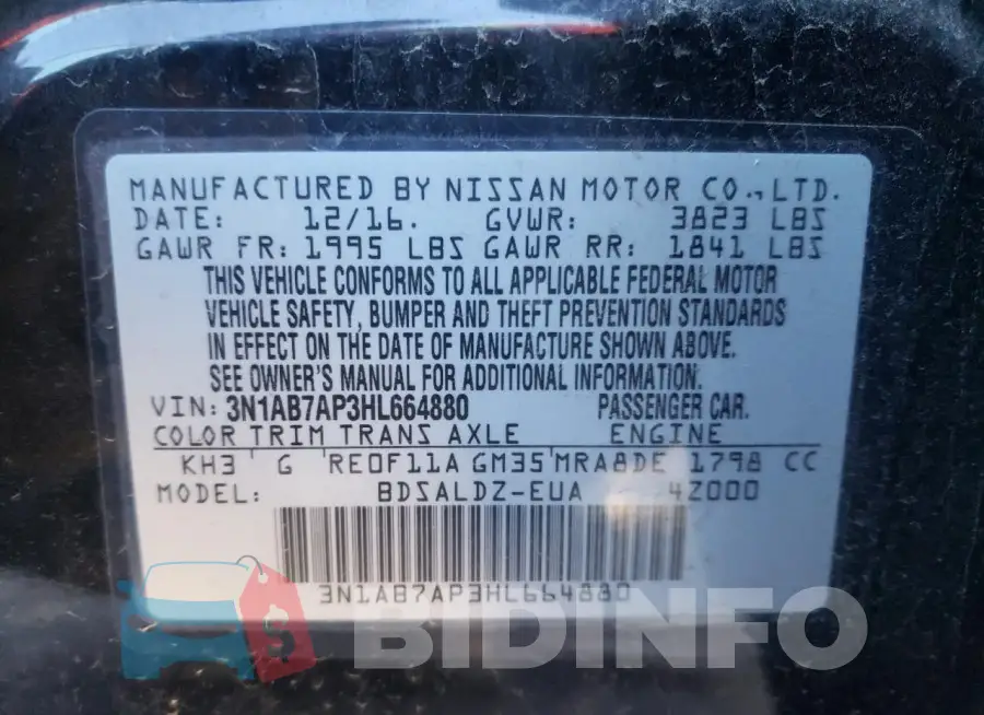 3N1AB7AP3HL664880 Photo# 13