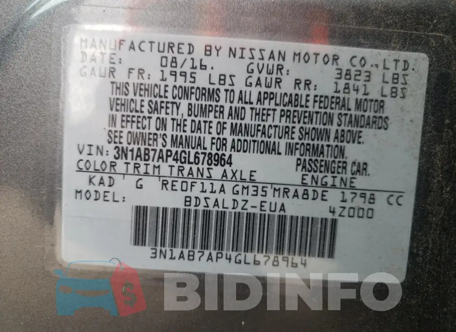 3N1AB7AP4GL678964 Photo# 12