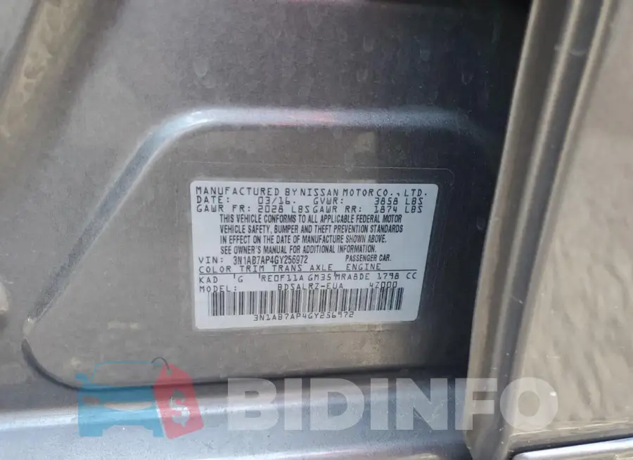 3N1AB7AP4GY256972 Photo# 12