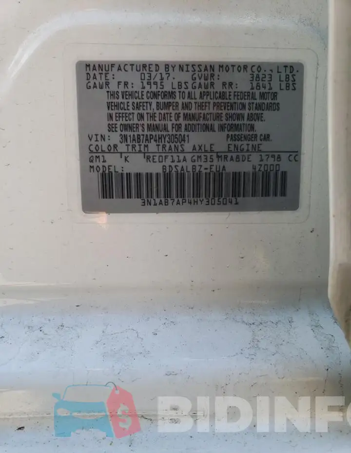 3N1AB7AP4HY305041 Photo# 12
