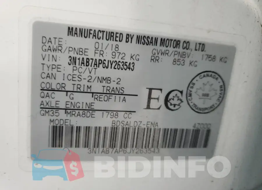 3N1AB7AP6JY263543 Photo# 12