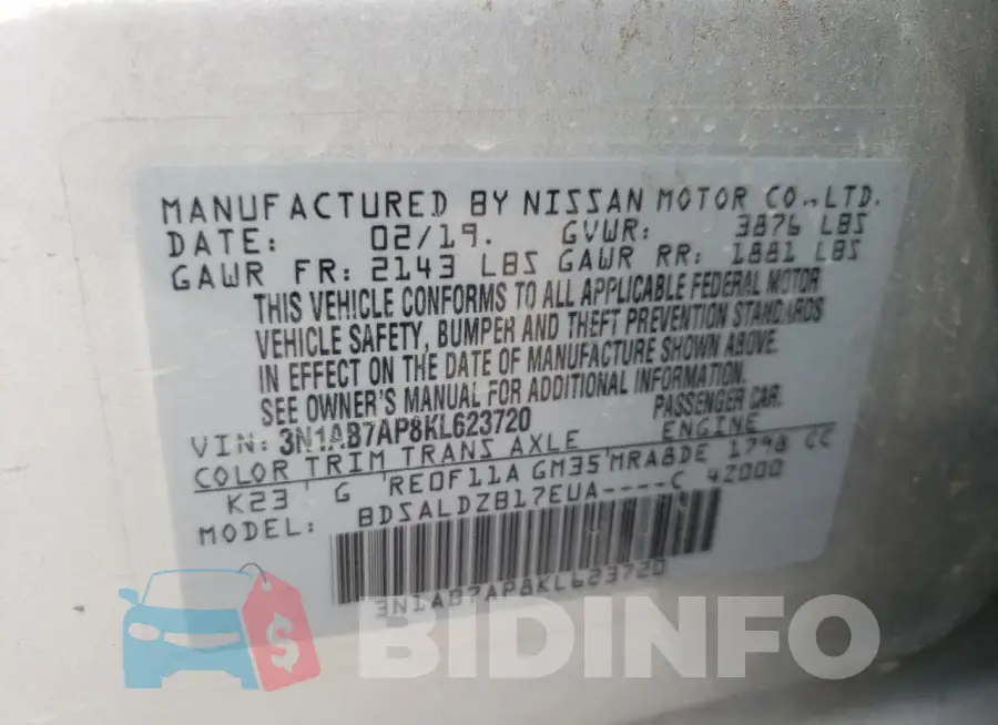 3N1AB7AP8KL623720 Photo# 12