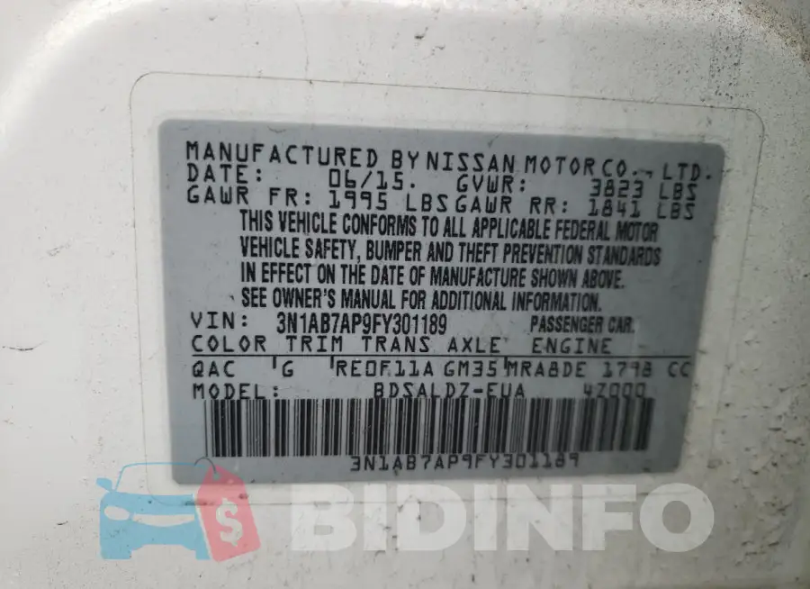 3N1AB7AP9FY301189 Photo# 13