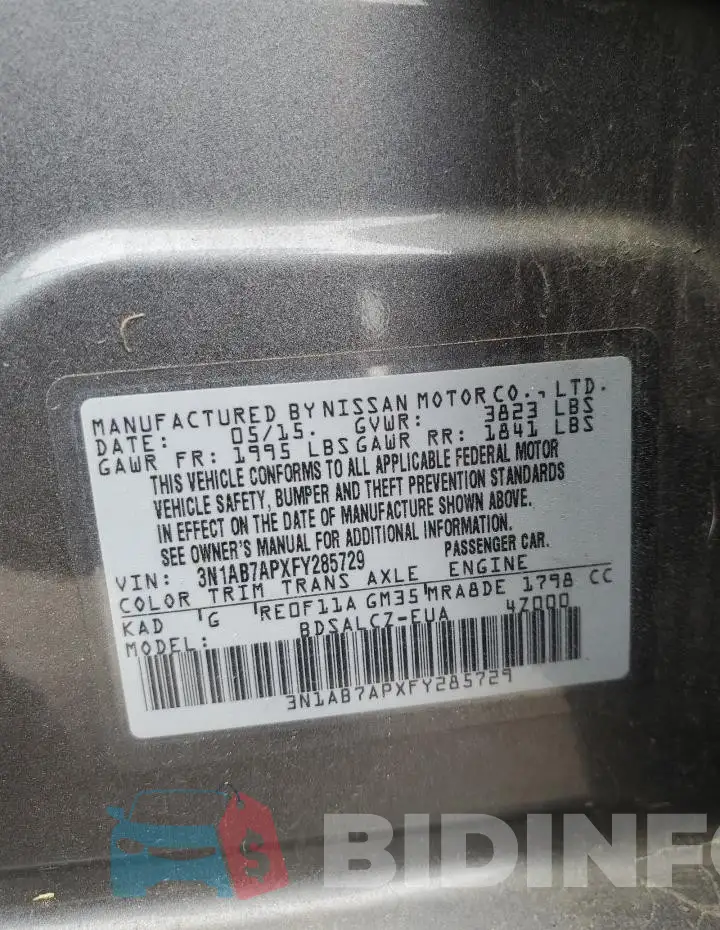 3N1AB7APXFY285729 Photo# 12