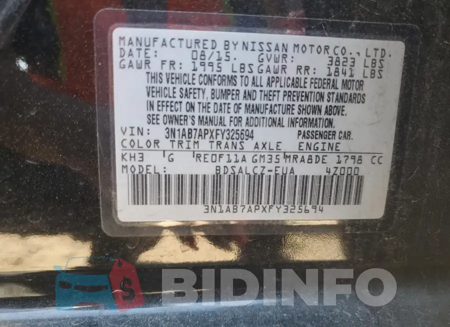 3N1AB7APXFY325694 Photo# 12