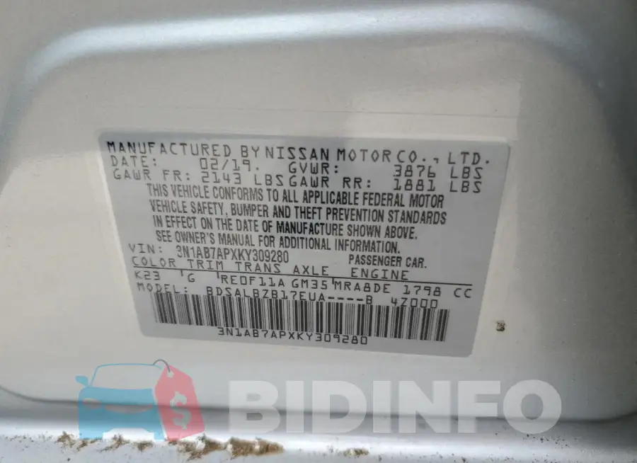 3N1AB7APXKY309280 Photo# 12