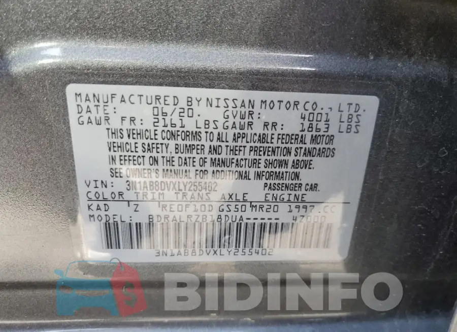 3N1AB8DVXLY255402 Photo# 12