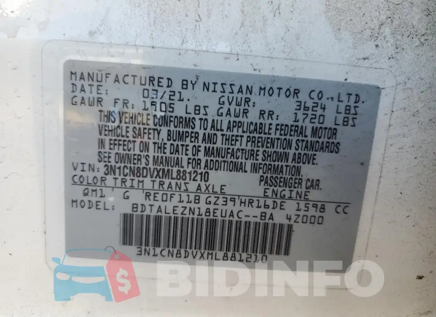 3N1CN8DVXML881210 Photo# 12