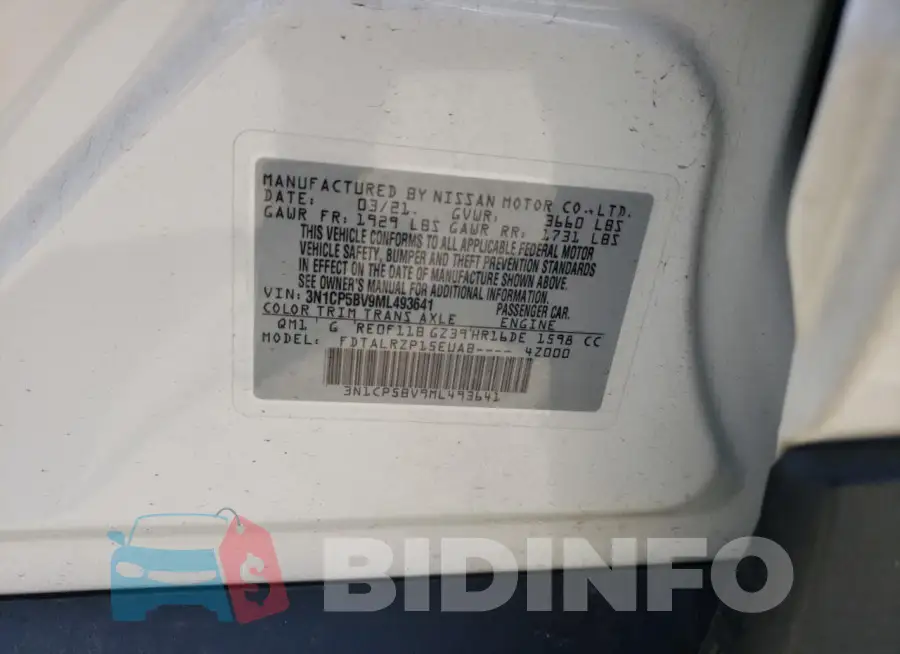 3N1CP5BV9ML493641 Photo# 12
