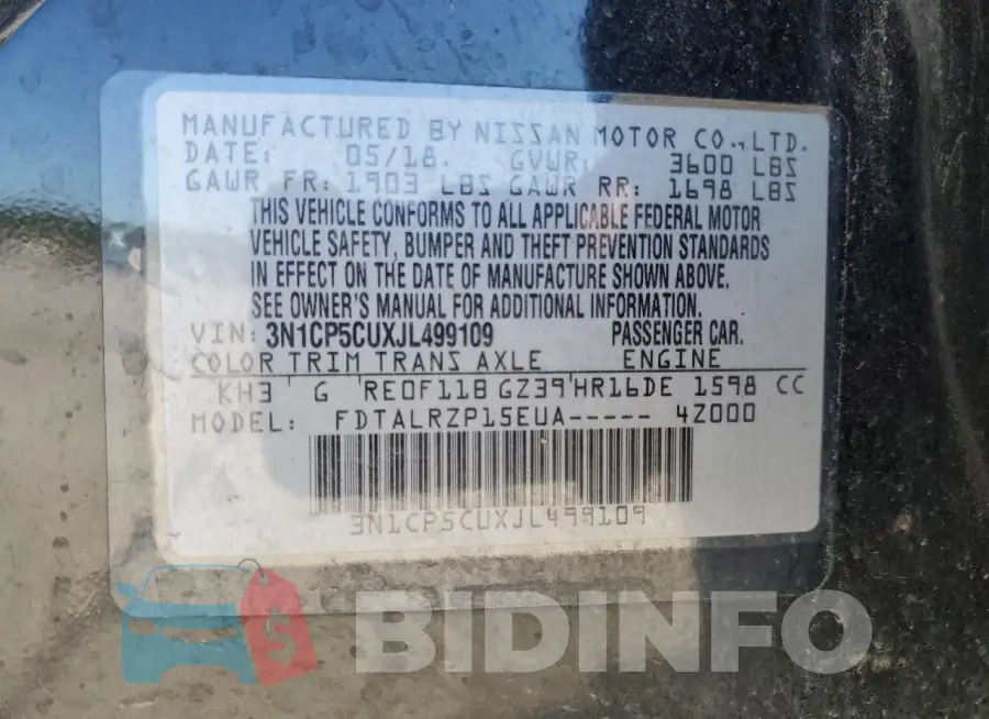 3N1CP5CUXJL499109 Photo# 13