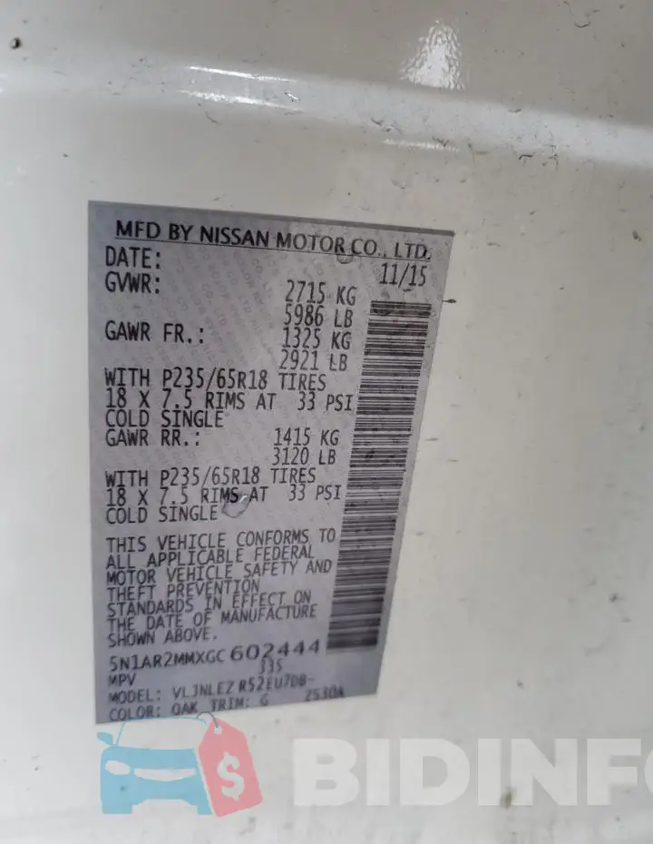 5N1AR2MMXGC602444 Photo# 12