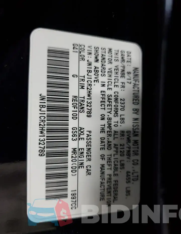 JN1BJ1CR2HW132789 Photo# 13