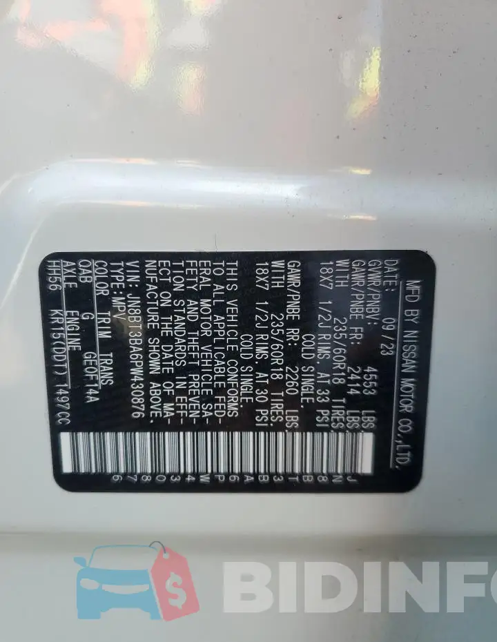 JN8BT3BA6PW430876 Photo# 13