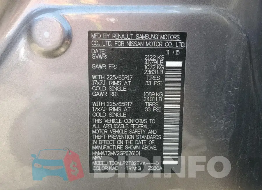 KNMAT2MV2GP626101 Photo# 13