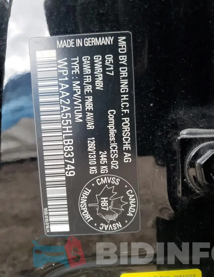WP1AA2A55HLB83749 Photo# 13