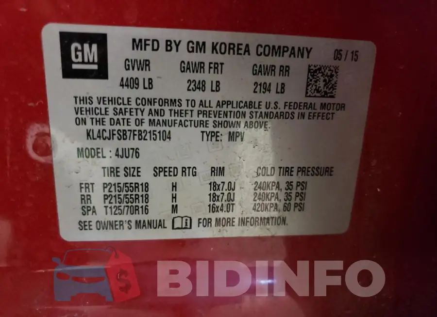 KL4CJFSB7FB215104 Photo# 13
