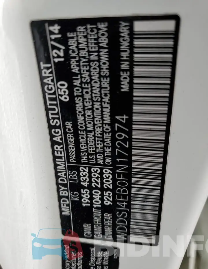 WDDSJ4EB0FN172974 Photo# 12