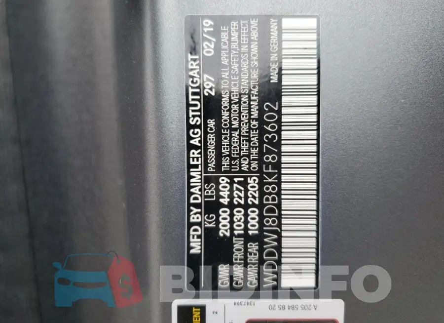 WDDWJ8DB8KF873602 Photo# 12