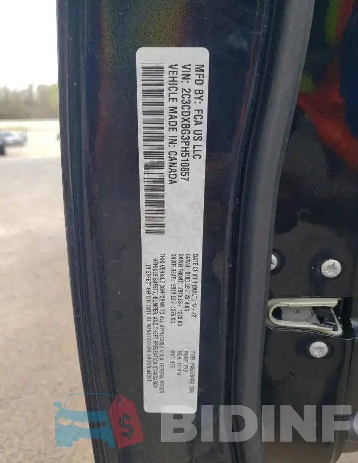 2C3CDXBG3PH510857 Photo# 12