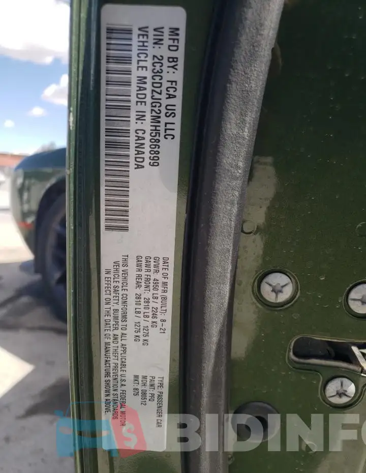 2C3CDZJG2MH586899 Photo# 12
