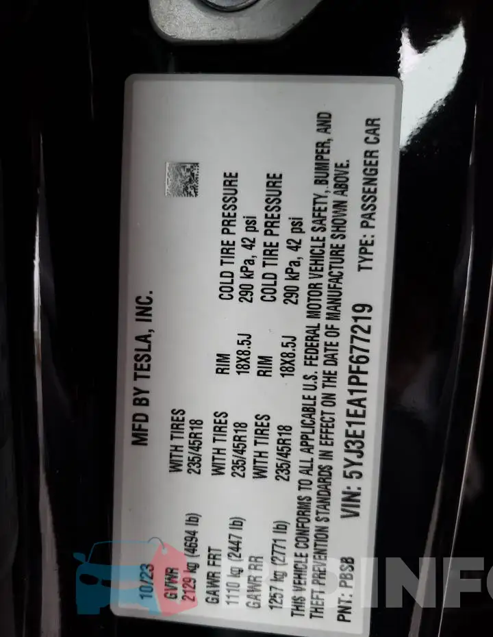 5YJ3E1EA1PF677219 Photo# 12