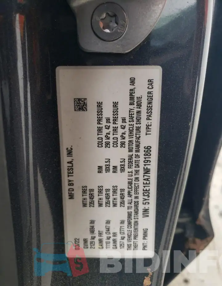 5YJ3E1EA7NF191866 Photo# 12