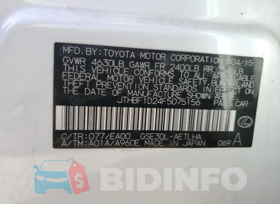 JTHBF1D24F5075156 Photo# 12
