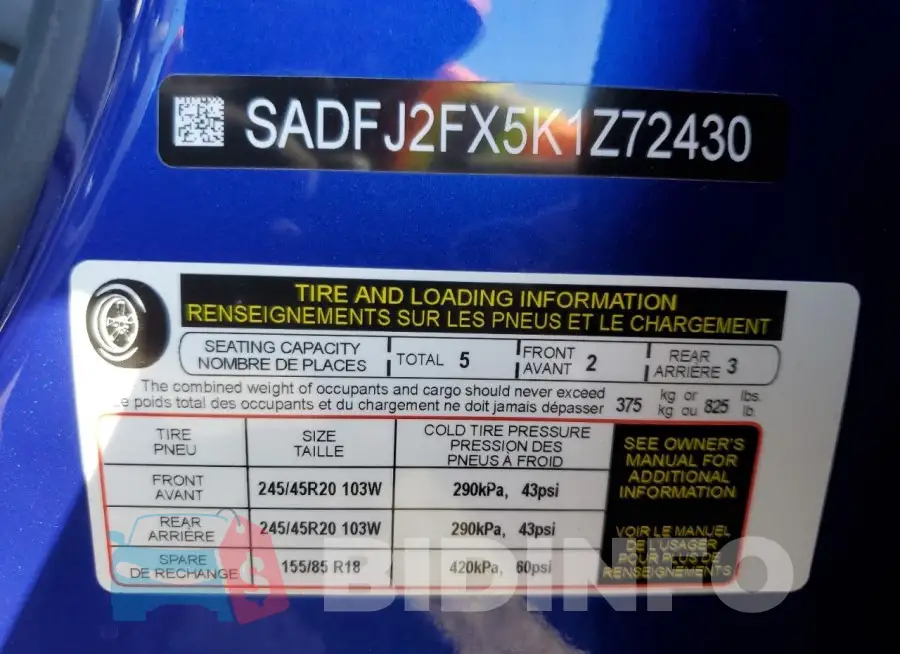SADFJ2FX5K1Z72430 Photo# 13