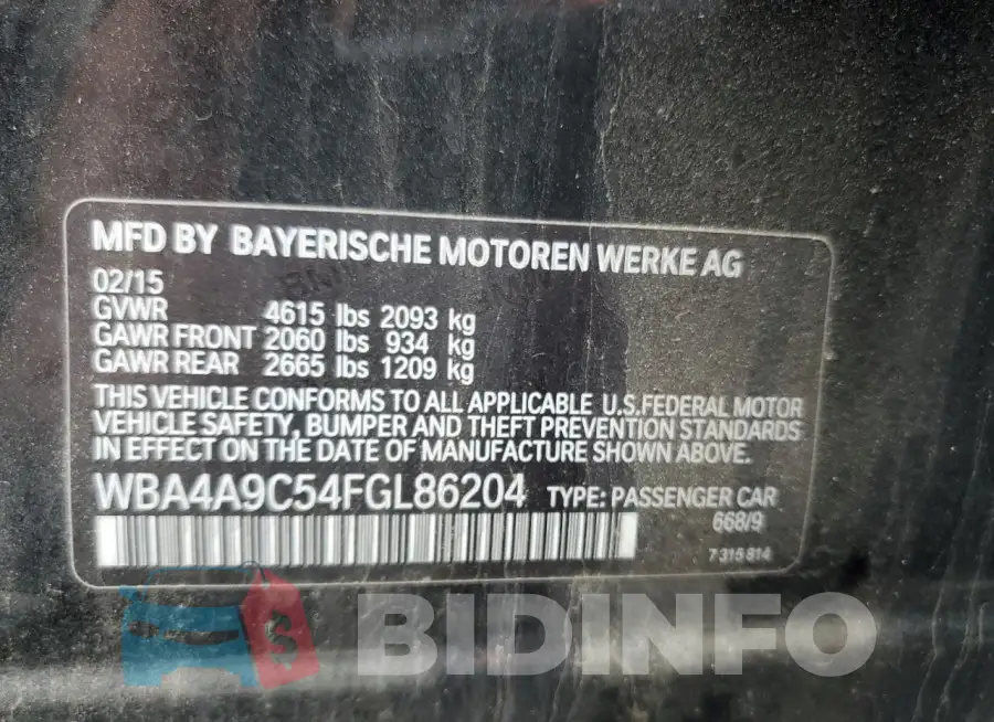WBA4A9C54FGL86204 Photo# 12