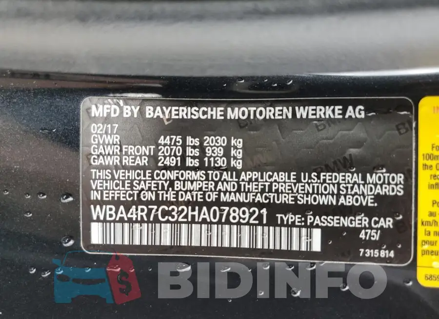 WBA4R7C32HA078921 Photo# 13