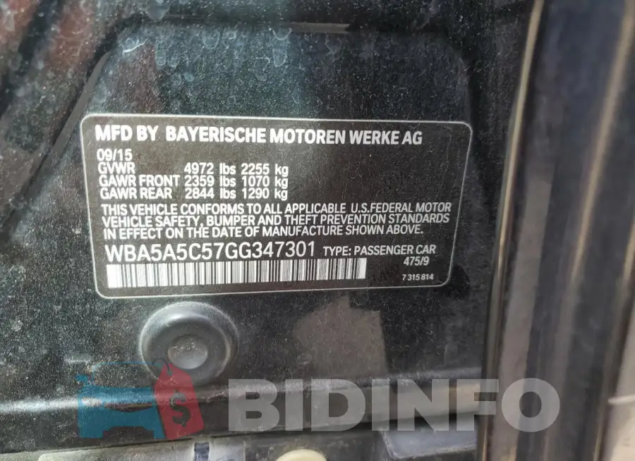 WBA5A5C57GG347301 Photo# 12