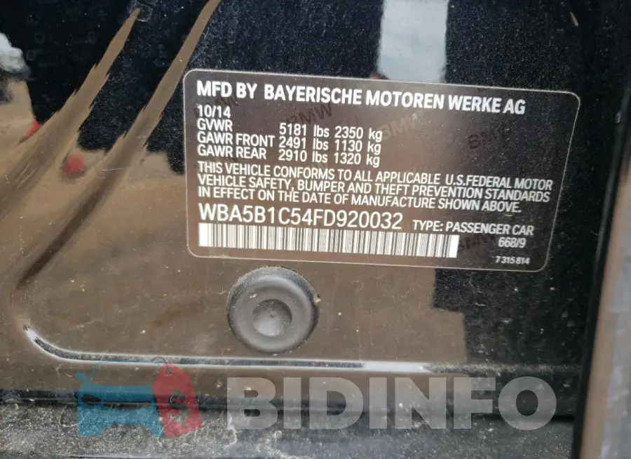 WBA5B1C54FD920032 Photo# 12