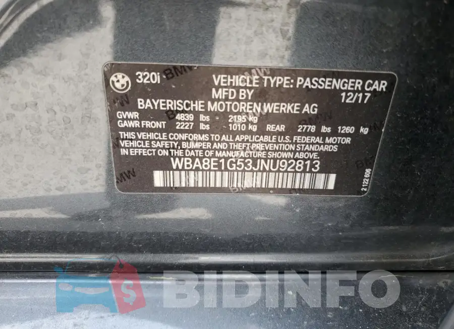 WBA8E1G53JNU92813 Photo# 12