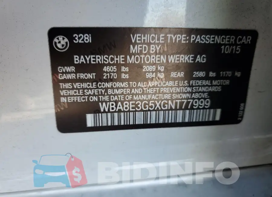 WBA8E3G5XGNT77999 Photo# 12
