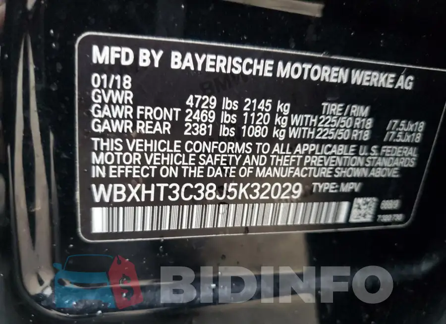WBXHT3C38J5K32029 Photo# 12