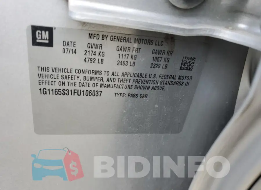 1G1165S31FU106037 Photo# 12