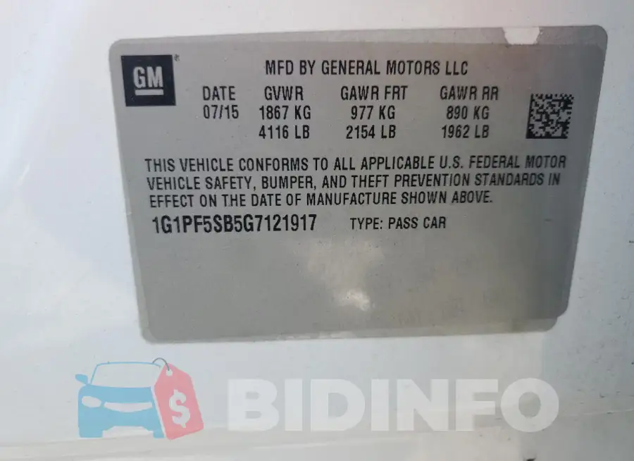 1G1PF5SB5G7121917 Photo# 12