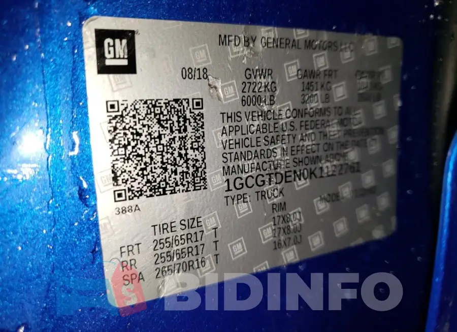 1GCGTDEN0K1122761 Photo# 12