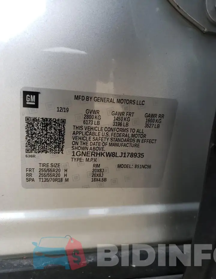 1GNERHKW8LJ178935 Photo# 13